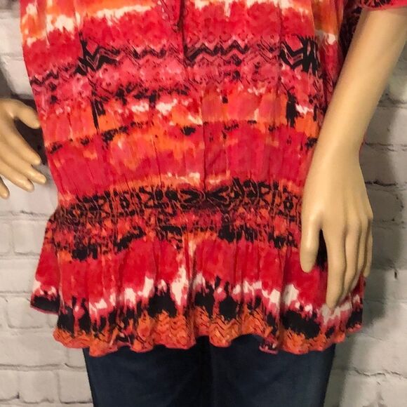 Notations Boho Loose Fit Short Sleeve Top L - Picture 3 of 10